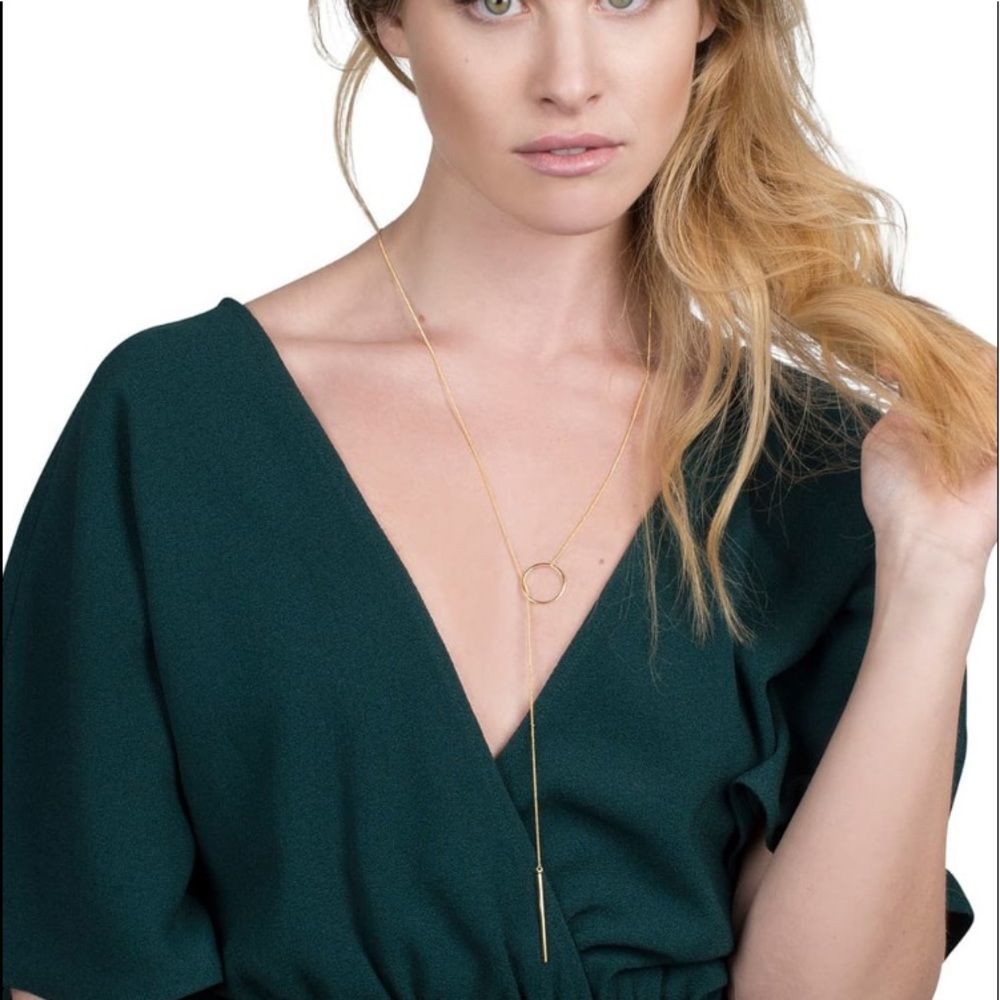 Sterling Forever Layering Circle & Bar Lariat - Picture 2 of 6